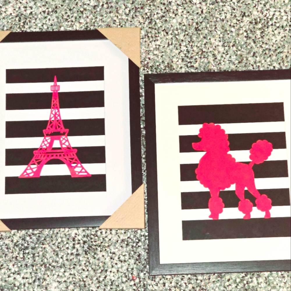 Paris and poodles set of two pictures.